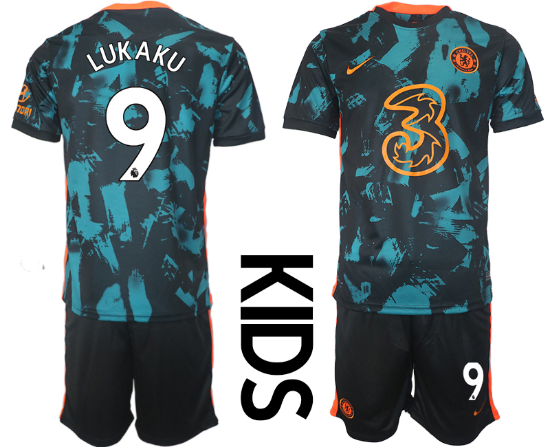 Youth 2021-2022 Club Chelsea FC away black #9 Soccer Jersey->youth soccer jersey->Youth Jersey